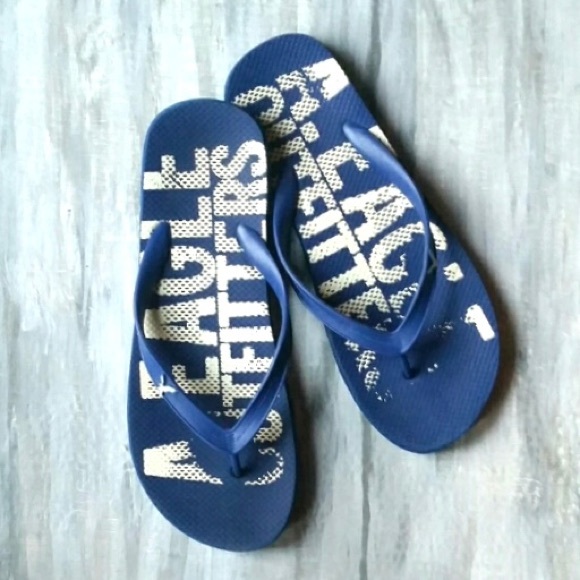 American Eagle Outfitters Blue Icon Logo Flip Flop Rubber Thong Sandal 10/11COPY - Picture 5 of 14